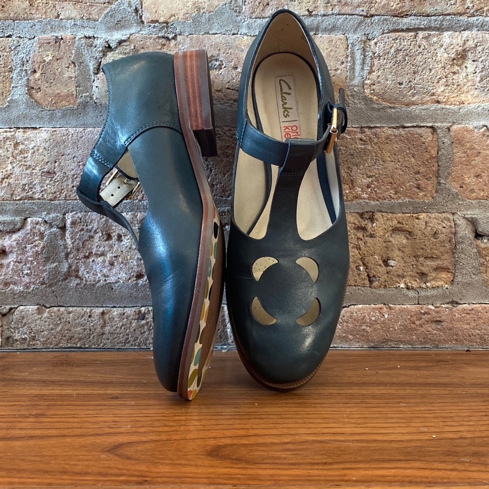 Navy Orla Kiely for Clarks Mary Janes
